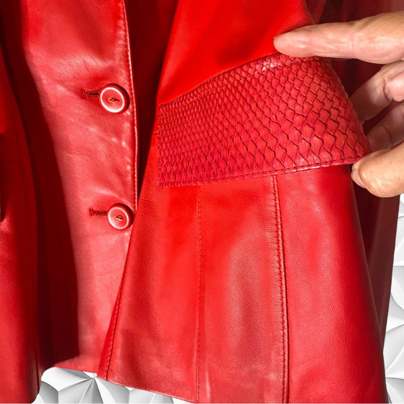 Moda in Pelle Vintage With Original Tags. Sz 42. Made In Italy.  Red Leather Jkt - Picture 11 of 15